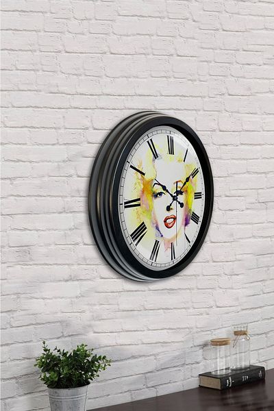 Kasva Concept Cadou 40 Cm Ceas de Perete Femeie Metal Negru
