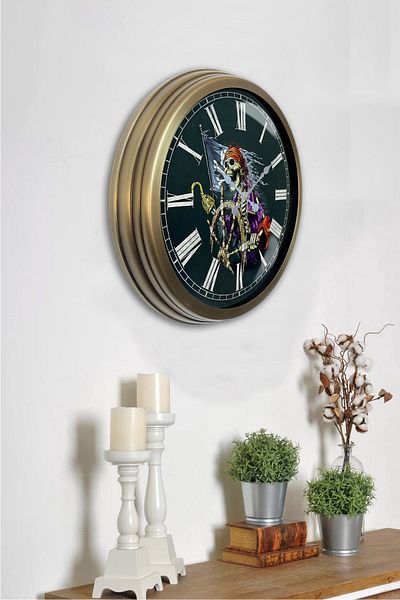 Kasva Concept Gift 40 cm Antique Metal Rudder Wall Clock