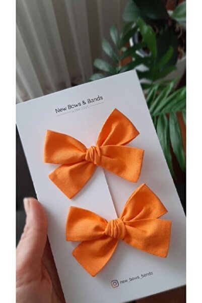 NEW BOWS BANDS Girl's and Baby's Orange Bow Buckle Set of 2