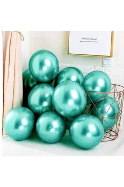 BİDOLUMUTLULUK Chrome Bright Metallic Green Color 50 Balloon