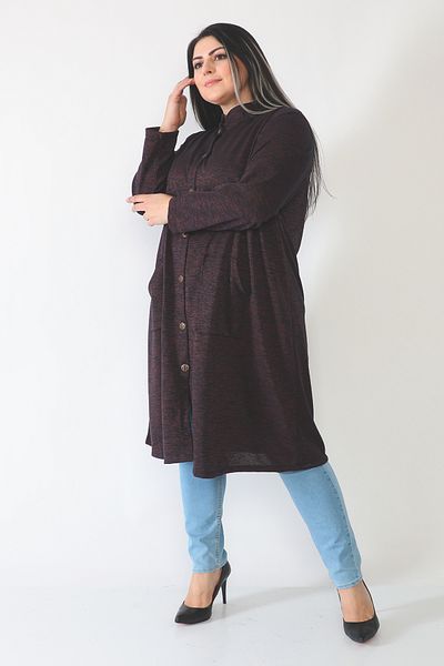 Şahbaz Plus Size Knee Length Seasonal Cardigan