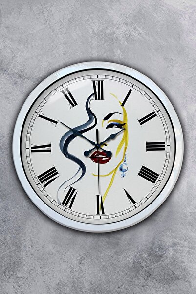 Platin Saat ساعة حائط نسائية جميلة من المعدن الأبيض مقاس 40 سم