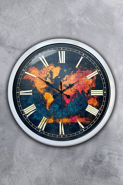 Kasva Concept Gift 40 cm White Metal World Wall Clock