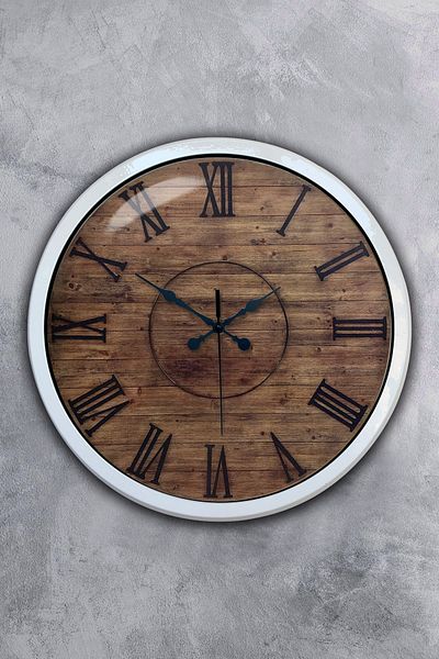Kasva Concept 40 cm White Metal Wood Look Wall Clock