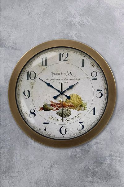 Kasva Concept Gift 36 cm Antique Metal Fruits Wall Clock