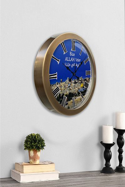 Kasva Concept Gift 36 cm Antique Metal Jerusalem Wall Clock