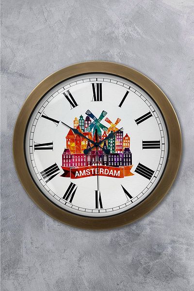 Kasva Concept Gift 36 cm Antique Metal New York Themed Wall Clock