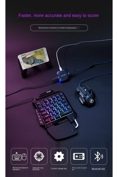 POLYGOLD Jchf-68 3 In 1 Klavye Mouse Bağlantılı Mobil Oyun Seti Jchf-68