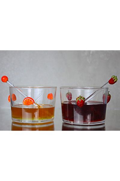 ADAMODART Orange Strawberry Figured Jam Bowl Set of 2