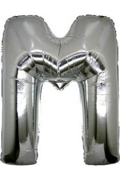 Ekin Süs 100 Cm Silver M Letter Foil Balloon