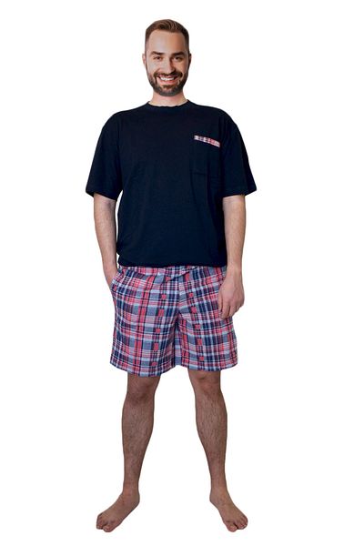 Nur Aka by Nurteks Dark Navy Blue Pocket Detailed Large Size Pajama Set with Six Patterns