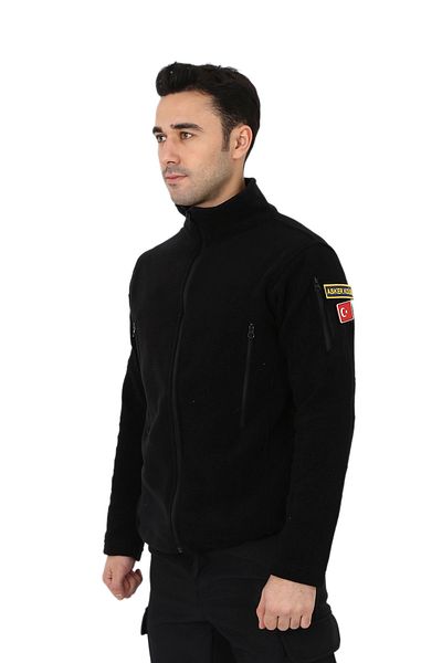 Asker Marketi Men's Black Tactical Fleece Cardigan - Outdoor Police Fleece