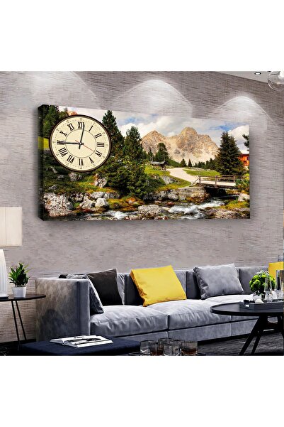 Zevahir Mobilya Dekorasyon Doğa Manzara 120 X 60 Saatli Kanvas Tablo