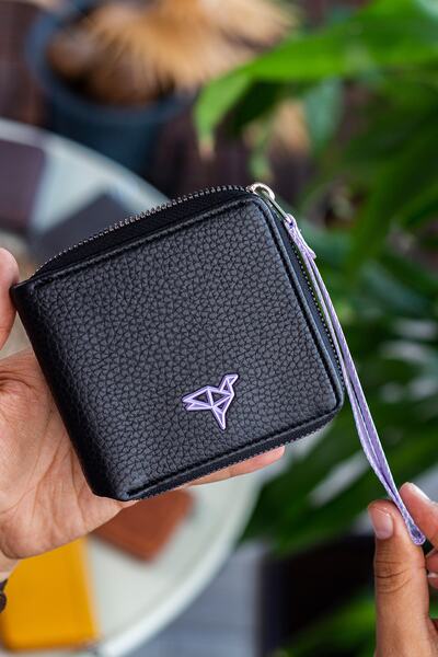 Garbalia Nora Women's Wallet with Handle and Zipper Lilac Color Coin Compartment