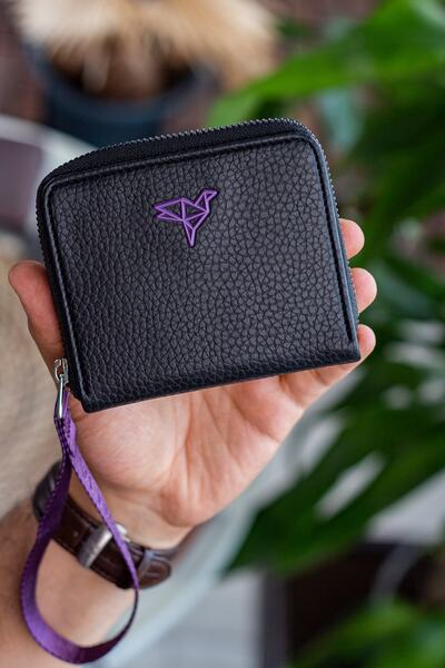 Garbalia Santa Handle Zippered Plum Color Coin Compartment Women's Wallet