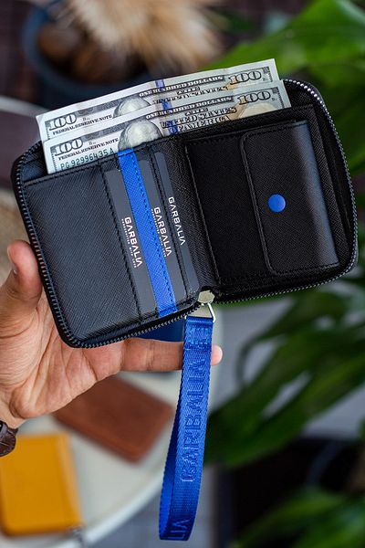 Garbalia Santa Handle Zippered Blue Coin Compartment Women's Wallet