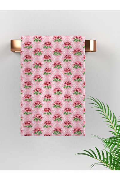Erays Home Πετσέτα χεριών με μοτίβο ροζ τριαντάφυλλου Erayshome