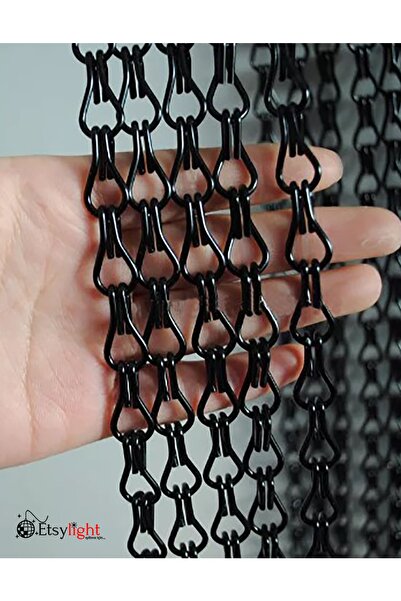 Etsylight Avize Zinciri, Florasan Zincir, Metal Saksı Zinciri- 1 Metre - Siya...