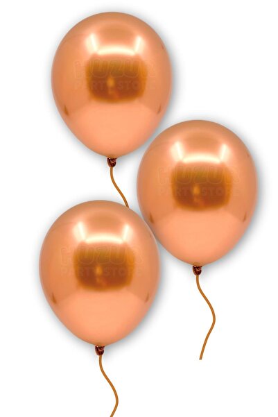 Huzur Party Store Copper Color Chrome Balloon 10 Pieces 30 Cm Incredibly Shiny Mirrored Color Vivid Birthday Party Balloon