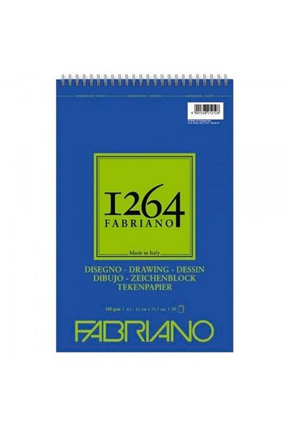 Fabriano 1264 Caiet cu spirală din hârtie de desen 180gr 50 coli A3 (29,7x42cm)
