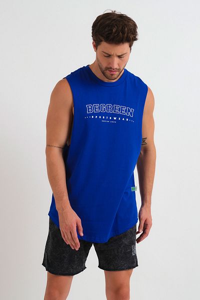 Be Green Begreen Printed Blue Beast Tank Top
