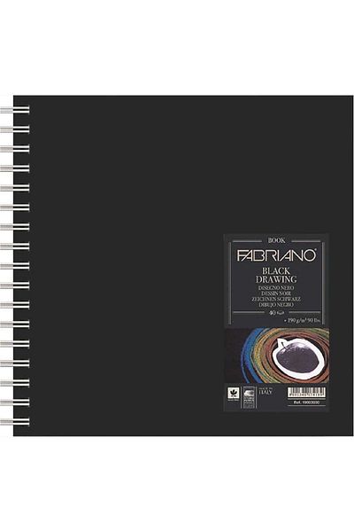 Fabriano Black Drawing Book Murillo Nero 190gr Squared Spiral Drawing Block 40 Sheets 15x15cm