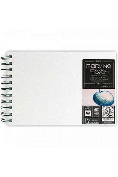 Fabriano Caiet de desen ecologic 120gr Bloc de desen în spirală portret 70 coli A4 (21x29,7cm)