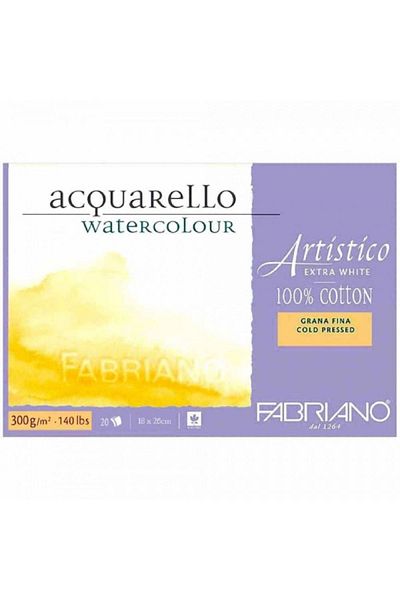 Fabriano Artistico Extra Alb Presat la Rece 300gr Bloc de culoare acuarelă 20 coli 18x26cm
