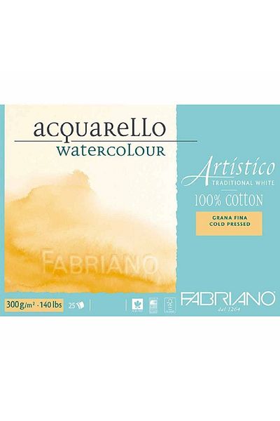 Fabriano Artistico Traditional White Cold Pressed 300gr Watercolor Block 25 Sheets 12.5x18cm