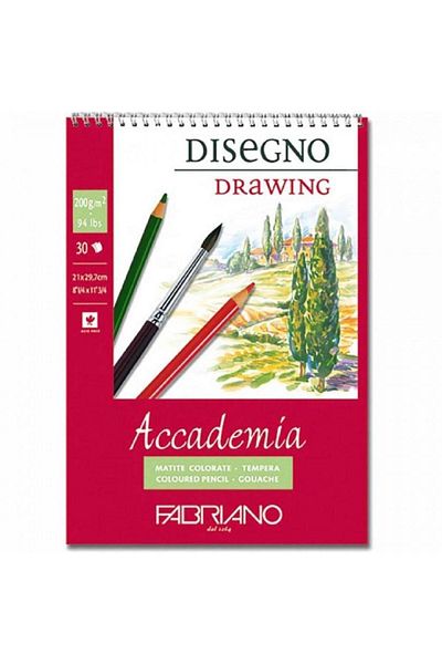 Fabriano Accademia Disegno 200gr Bloc de desen în spirală 30 coli A4 (21x29,7 cm)
