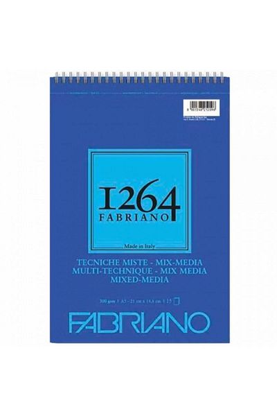Fabriano 1264 Caiet cu spirală Mix Media 300gr 15 coli A5 (14,8x21cm)