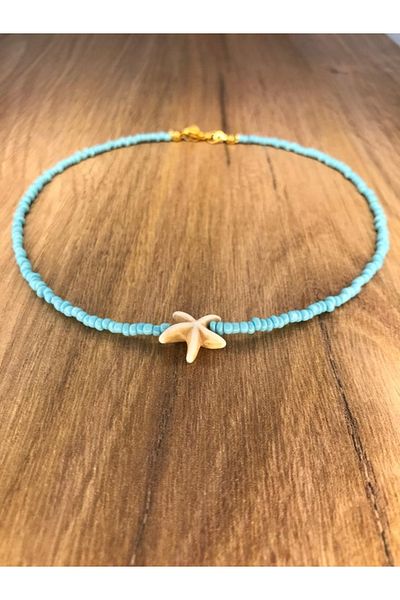 Stoneday White Colored Starfish Pendant Special Design Sand Bead Necklace