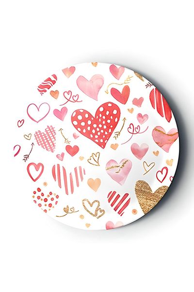 Mini Parti Mini Party Store 8Pcs Paper Plates with White Hearts