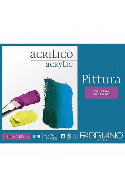 Fabriano Pittura Cold Pressed Pad 400gr Acrylic Block 10 Sheets 40x50cm