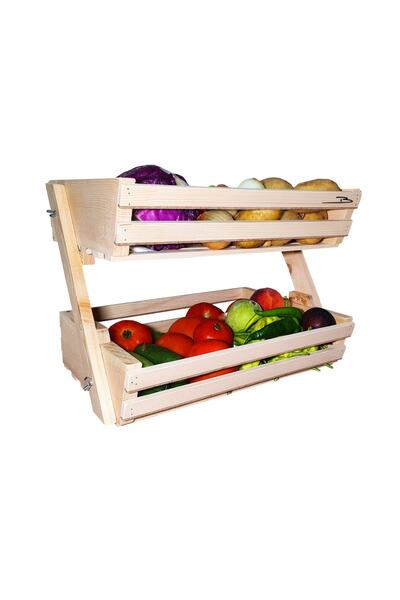 Barış Dizayn Doğal Ahşap Patates Soğan Kasası Mutfak Rafı Mutfak Sepeti Çok A...