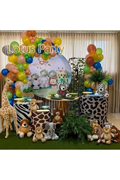 LOTUS PARTY 80 Pieces Safari Balloon Chain Set ( Yellow - Navy Blue - Green -...