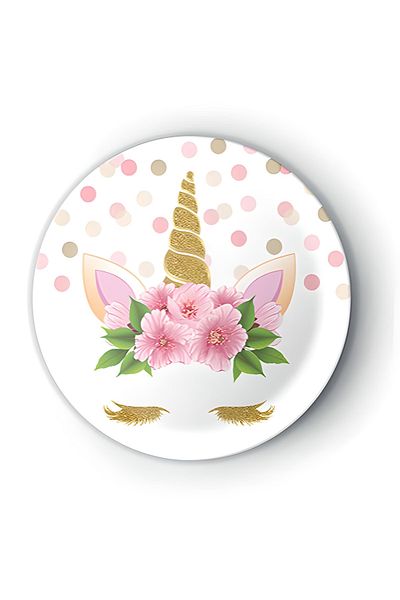 Mini Parti 8' Cardboard Plates - Floral Unicorns Mini Party Store