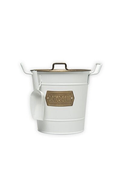 The Mia دلو منظف وتخزين أبيض مجلفن مقاس 33 × 24 سم - Glv0504