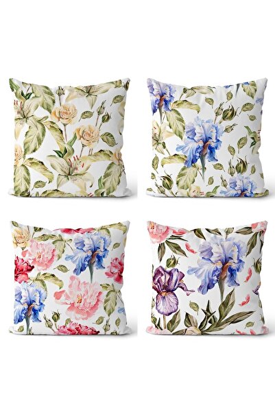 EVPANYA Двосторонній чохол для подушки з малюнком блакитних квітів, 4 шт.
