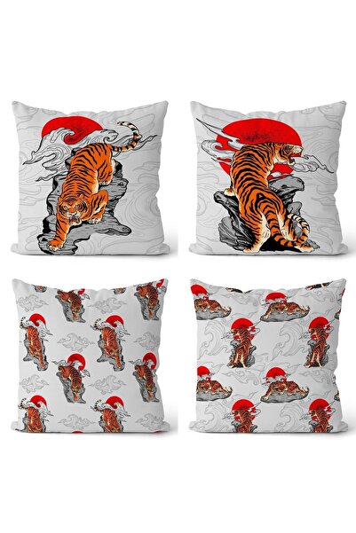 EVPANYA Japanski tigar Sa deznom dvostrani Štampano 4-dijelni Navlaka za jastuk