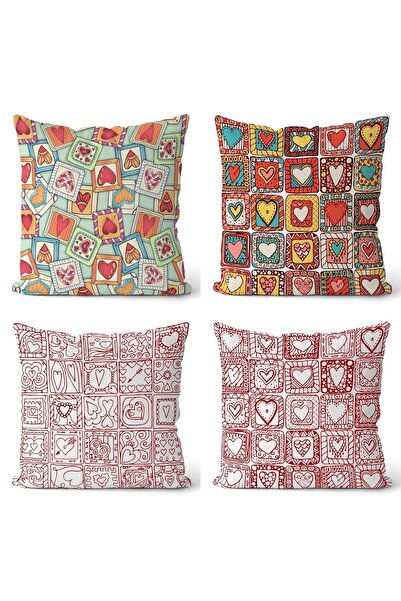 EVPANYA Dizajn srca Dvostrano 4-dijelni Navlaka za jastuk