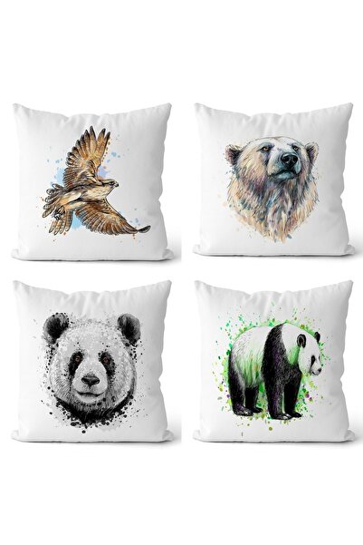 EVPANYA Panda Sa deznom Dvostrano 4-pakovanje Navlaka za jastuk