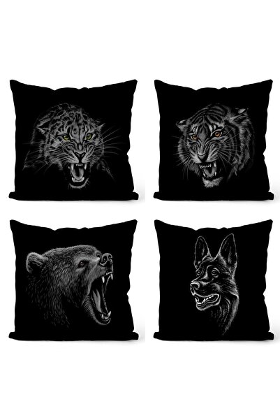 EVPANYA Crno-beli crteži životinja 6 Sa deznom dvostrani Štampano 4-dijelni N...