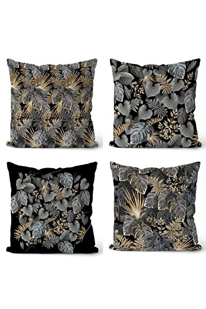 EVPANYA Золоті амазонські листя з двостороннім принтом, набір з 4 чохлів для ...