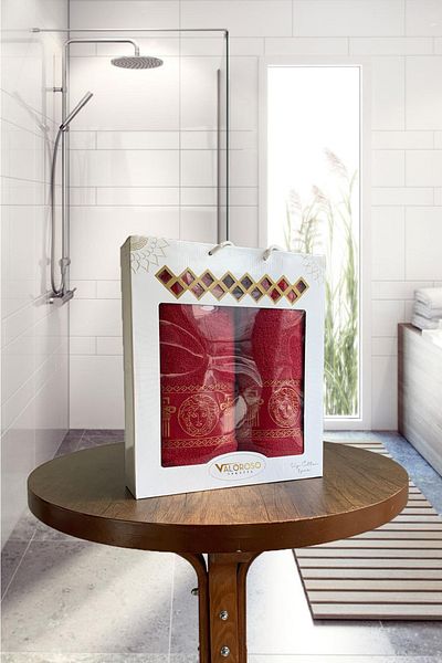 Valoroso Medusa Motif 2-Piece Bath Towel Set / Bath Set 100% Cotton