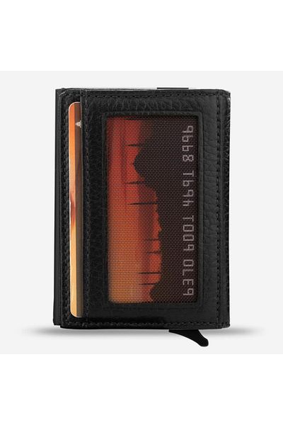 Anı Yüzük Men's Black RFID Protected 100% Genuine Original Mechanism Leather Wallet Card Holder Paper Money Compartment