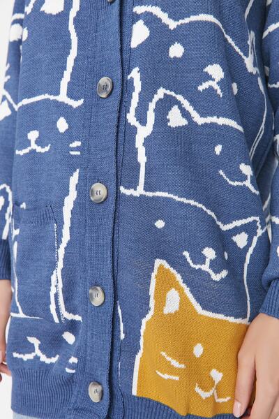 Trendyol Modest Pletené zboží Indigo Animal Patterned Cardigan - TCTAW22TH0135
