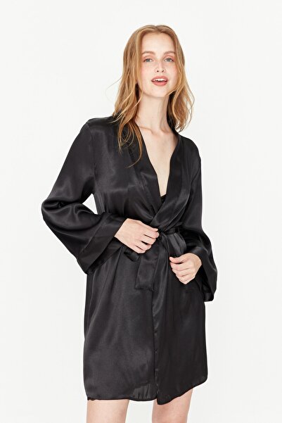 Trendyol Collection Dressing Gown - Black - Long