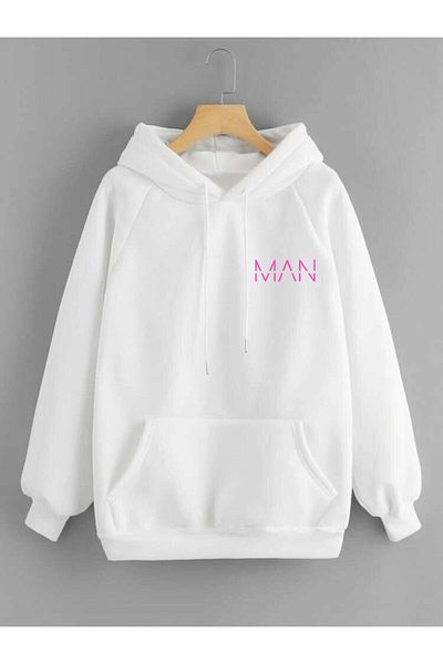 DEEPSENCE Unisex Φούτερ με λευκή κουκούλα Ανδρική στάμπα