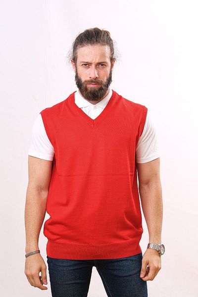 Çukurova Woolen Sleeveless Knitwear Sweater - Red